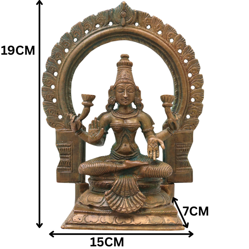 Bronze Lakshmi Idol Murti, Mahalakshmi Goddess Statue for Pooja, Home Decor & Spiritual Gifting, Brown, 7.5 Inch, 1 Piece