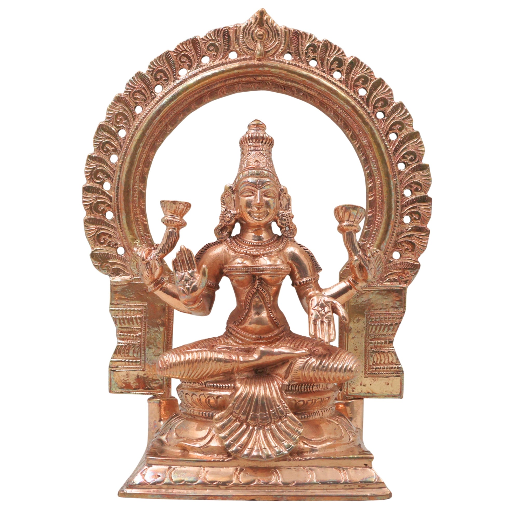 Bronze Lakshmi Idol Murti, Mahalakshmi Goddess Statue for Pooja, Home Decor & Spiritual Gifting, Gold, 8 Inch, 1 Piece