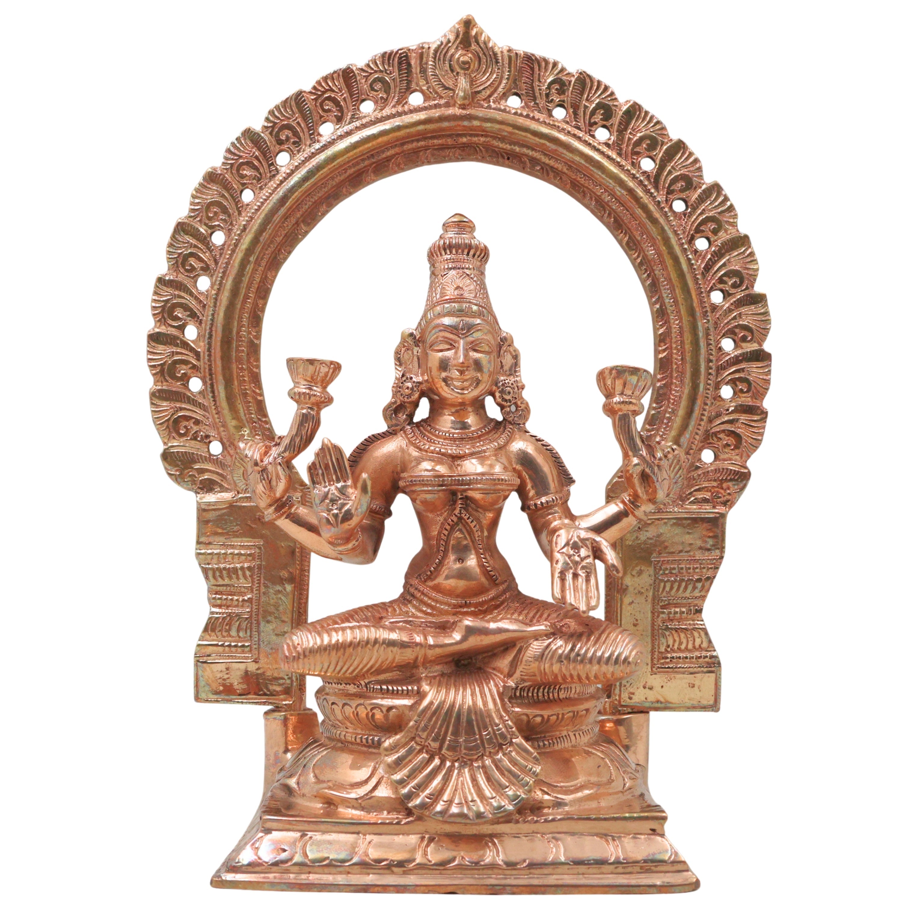 Bronze Lakshmi Idol Murti, Mahalakshmi Goddess Statue for Pooja, Home Decor & Spiritual Gifting, Gold, 8 Inch, 1 Piece