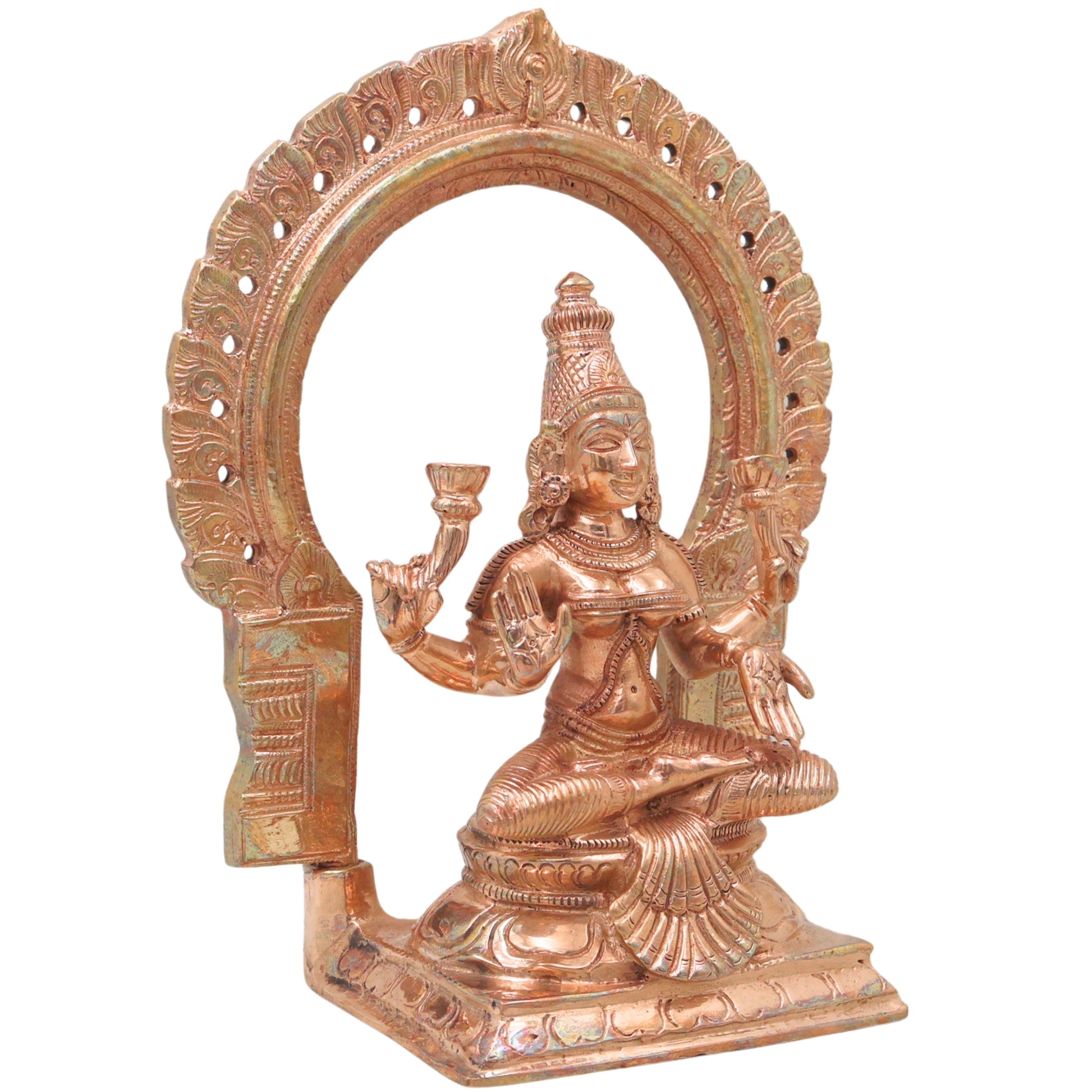 Bronze Lakshmi Idol Murti, Mahalakshmi Goddess Statue for Pooja, Home Decor & Spiritual Gifting, Gold, 8 Inch, 1 Piece
