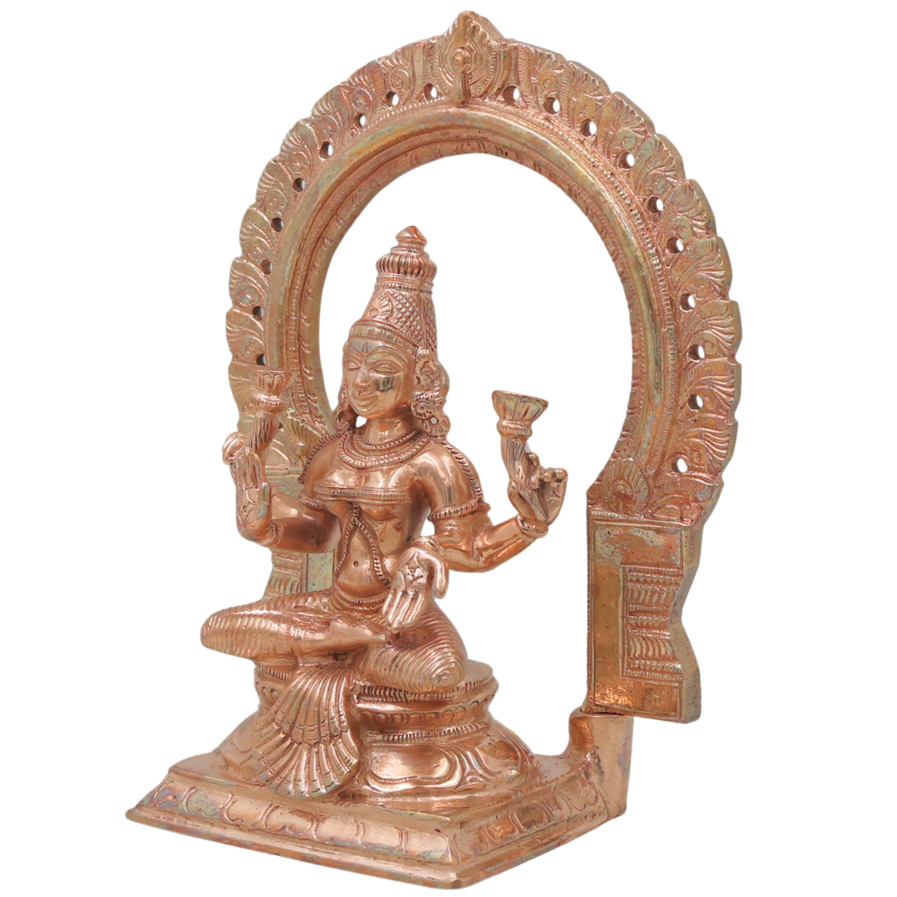 Bronze Lakshmi Idol Murti, Mahalakshmi Goddess Statue for Pooja, Home Decor & Spiritual Gifting, Gold, 8 Inch, 1 Piece