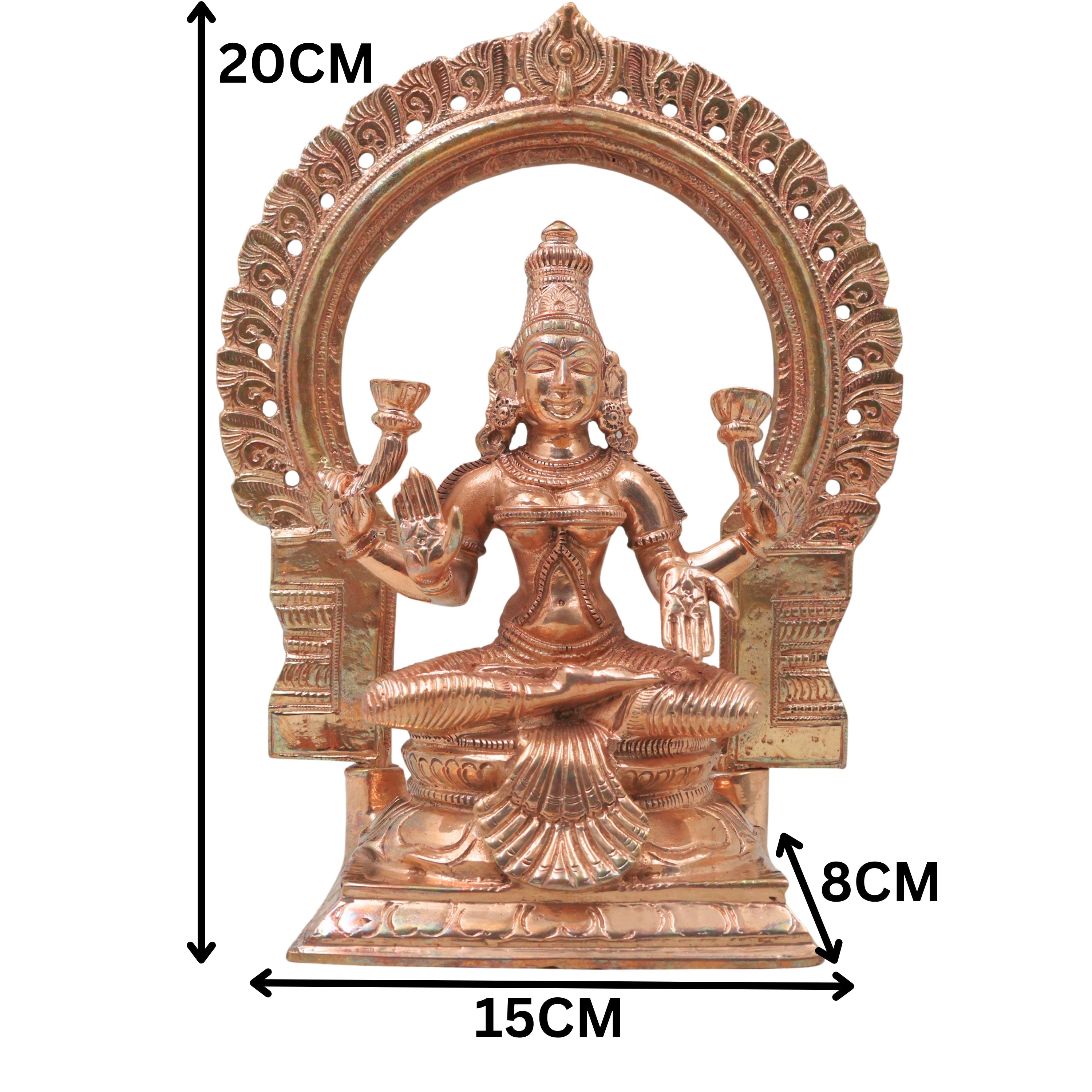 Bronze Lakshmi Idol Murti, Mahalakshmi Goddess Statue for Pooja, Home Decor & Spiritual Gifting, Gold, 8 Inch, 1 Piece