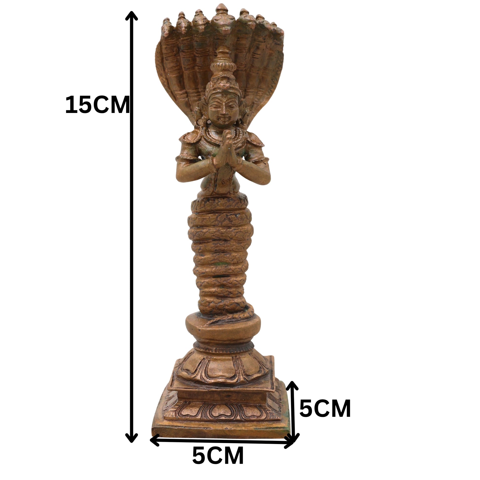 Bronze Nagaraja Idol, Naga Devata Serpent King Murti for Pooja, Home Decor & Spiritual Gifting, Brown, 6 Inch, 1 Piece