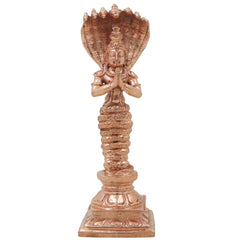 Bronze Nagaraja Idol, Naga Devata Sarpa Raja Murti for Pooja, Home Decor, Gifting Handcrafted Chola Style, Gold, 6 Inch, 1 Piece