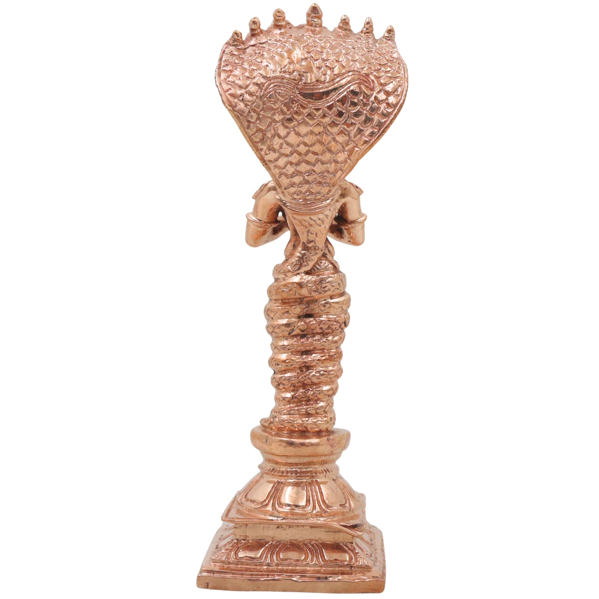 Bronze Nagaraja Idol, Naga Devata Sarpa Raja Murti for Pooja, Home Decor, Gifting Handcrafted Chola Style, Gold, 6 Inch, 1 Piece