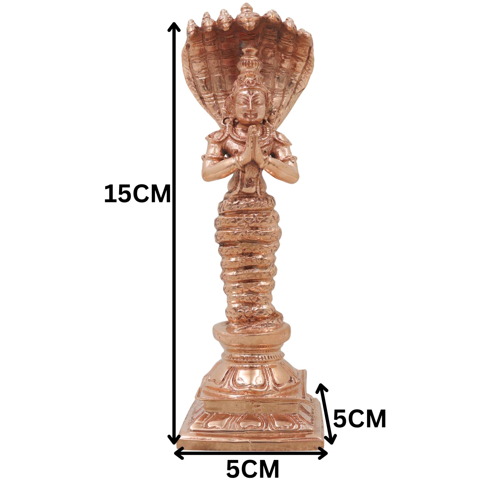 Bronze Nagaraja Idol, Naga Devata Sarpa Raja Murti for Pooja, Home Decor, Gifting Handcrafted Chola Style, Gold, 6 Inch, 1 Piece