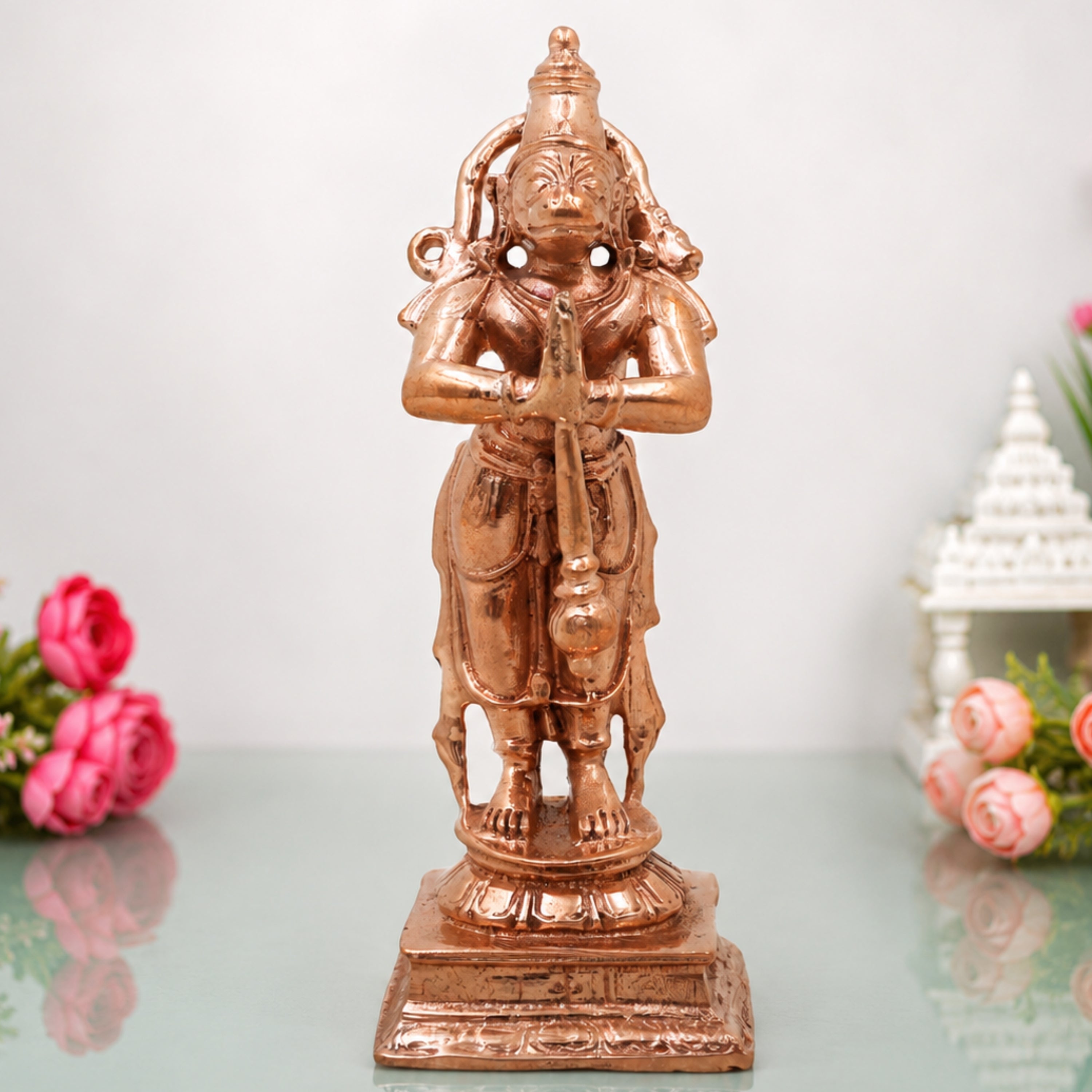 Bronze Hanuman Idol, Anjaneya Handcrafted Bajrangbali Murti for Pooja, Home Decor & Spiritual Gifting, Gold, 4.5 Inch, 1 Piece