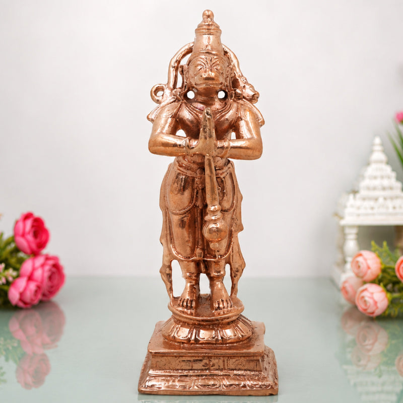 Bronze Hanuman Idol, Anjaneya Handcrafted Bajrangbali Murti for Pooja, Home Decor & Spiritual Gifting, Gold, 4.5 Inch, 1 Piece