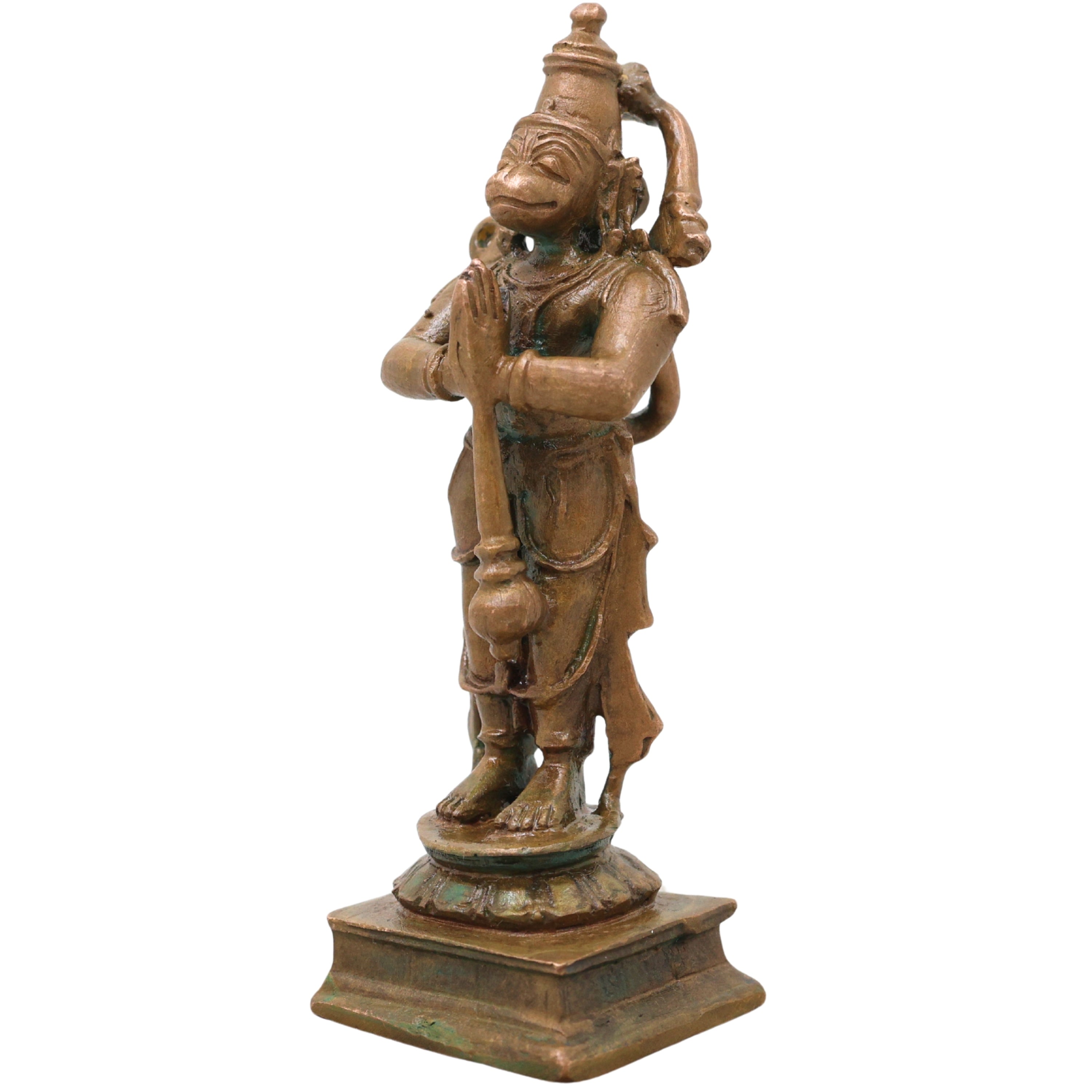 Bronze Hanuman Idol, Anjaneya Handcrafted Bajrangbali Murti for Pooja, Home Decor & Spiritual Gifting, Brown, 4.5 Inch, 1 Piece