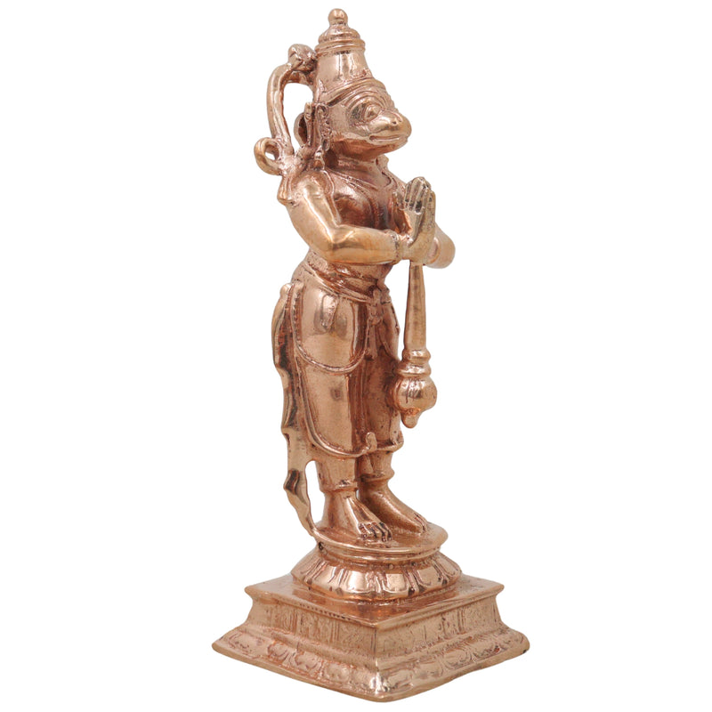 Bronze Hanuman Idol, Anjaneya Handcrafted Bajrangbali Murti for Pooja, Home Decor & Spiritual Gifting, Gold, 4.5 Inch, 1 Piece