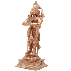 Bronze Hanuman Idol, Anjaneya Handcrafted Bajrangbali Murti for Pooja, Home Decor & Spiritual Gifting, Gold, 4.5 Inch, 1 Piece