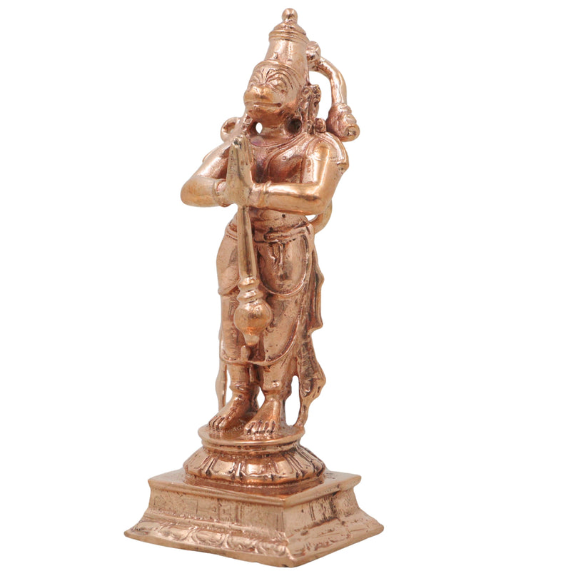 Bronze Hanuman Idol, Anjaneya Handcrafted Bajrangbali Murti for Pooja, Home Decor & Spiritual Gifting, Gold, 4.5 Inch, 1 Piece