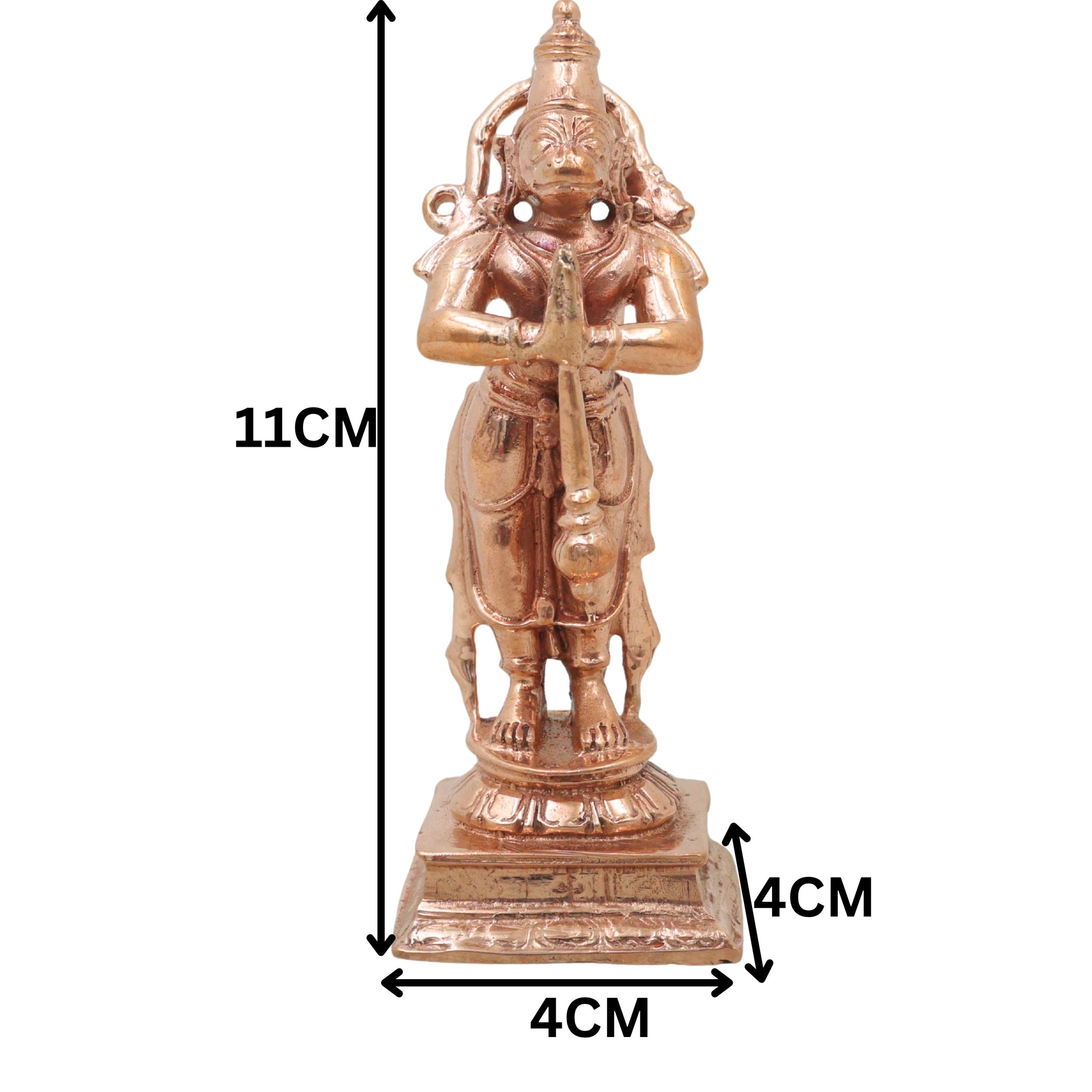 Bronze Hanuman Idol, Anjaneya Handcrafted Bajrangbali Murti for Pooja, Home Decor & Spiritual Gifting, Gold, 4.5 Inch, 1 Piece