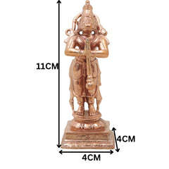 Bronze Hanuman Idol, Anjaneya Handcrafted Bajrangbali Murti for Pooja, Home Decor & Spiritual Gifting, Gold, 4.5 Inch, 1 Piece