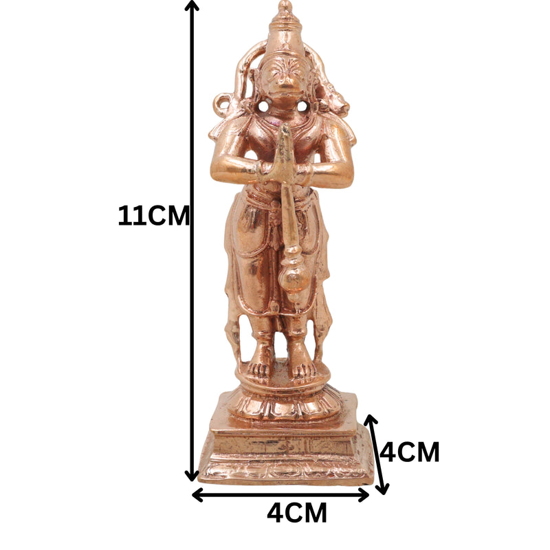 Bronze Hanuman Idol, Anjaneya Handcrafted Bajrangbali Murti for Pooja, Home Decor & Spiritual Gifting, Gold, 4.5 Inch, 1 Piece