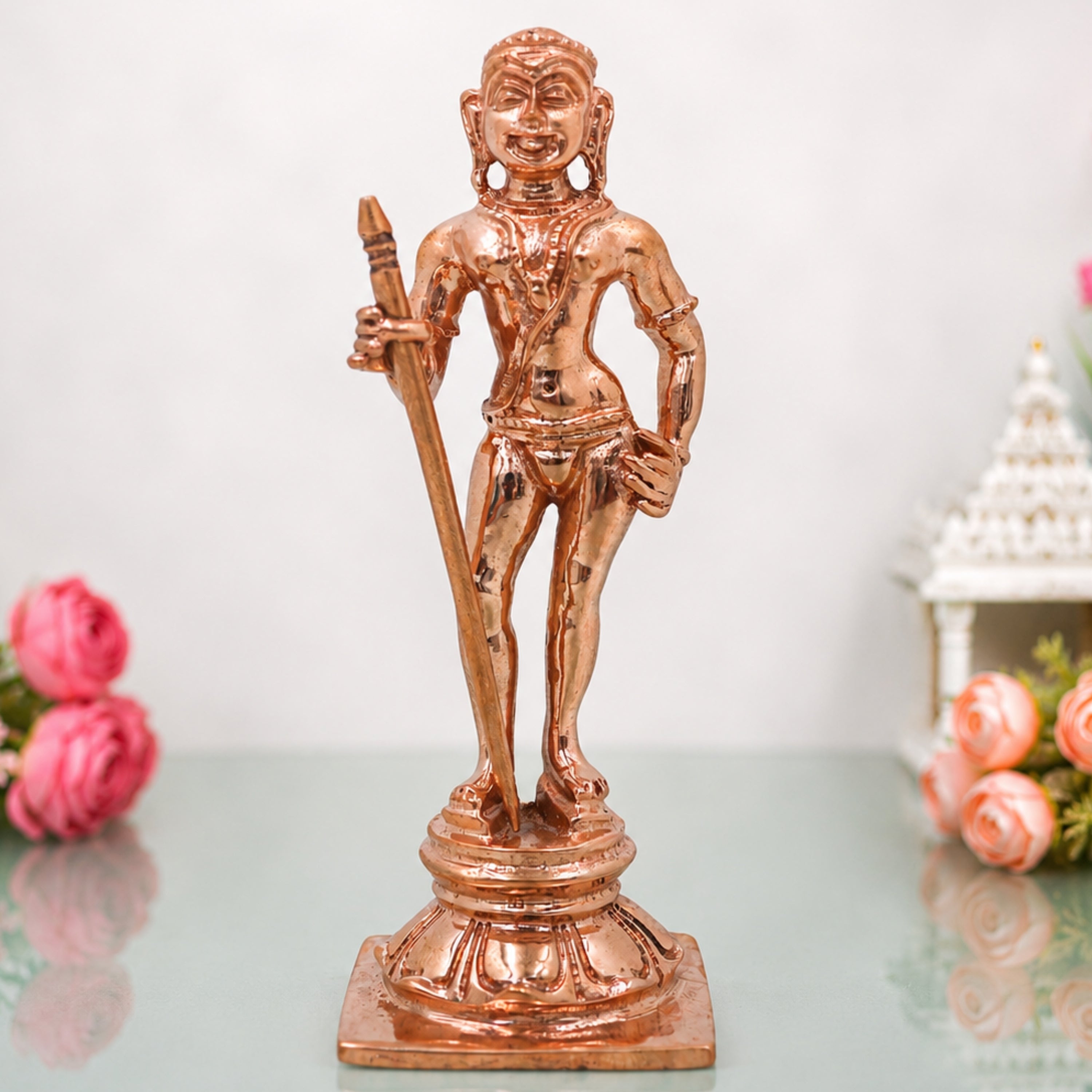 Bronze Murugan Idol, Lord Dhandayudhapani Subramanya Statue for Pooja, Home Decor & Gifting, Gold, 4 Inch, 1 Piece