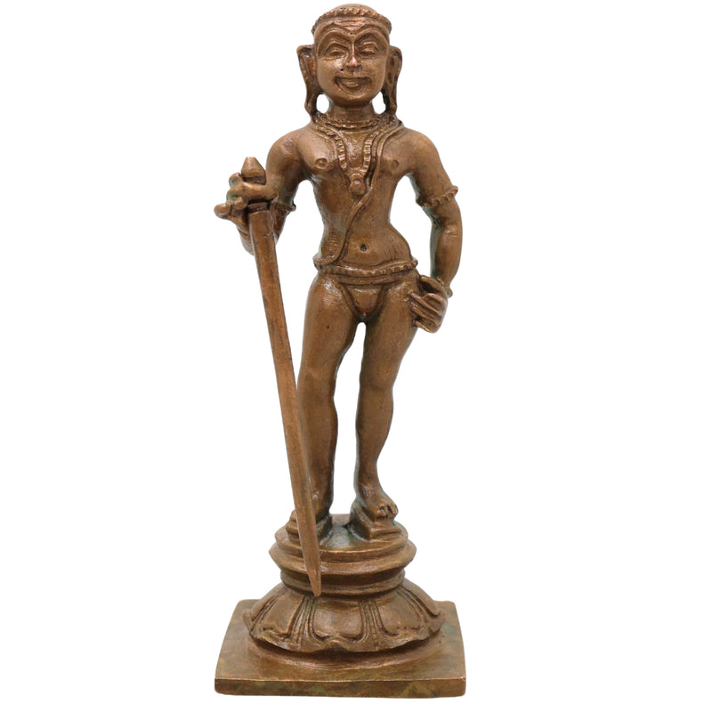 Bronze Murugan Idol Dhandayudhapani Subramanya Kartikeya Statue for Pooja Home Decor Gifting Handcrafted Chola Style, Brown, 4 Inch, 1 Piece