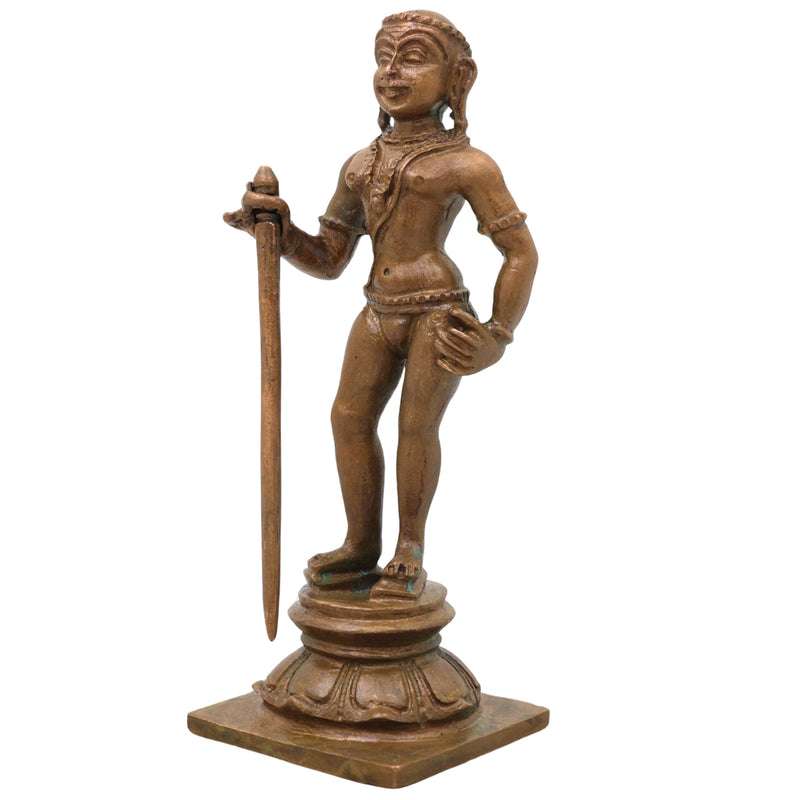 Bronze Murugan Idol Dhandayudhapani Subramanya Kartikeya Statue for Pooja Home Decor Gifting Handcrafted Chola Style, Brown, 4 Inch, 1 Piece