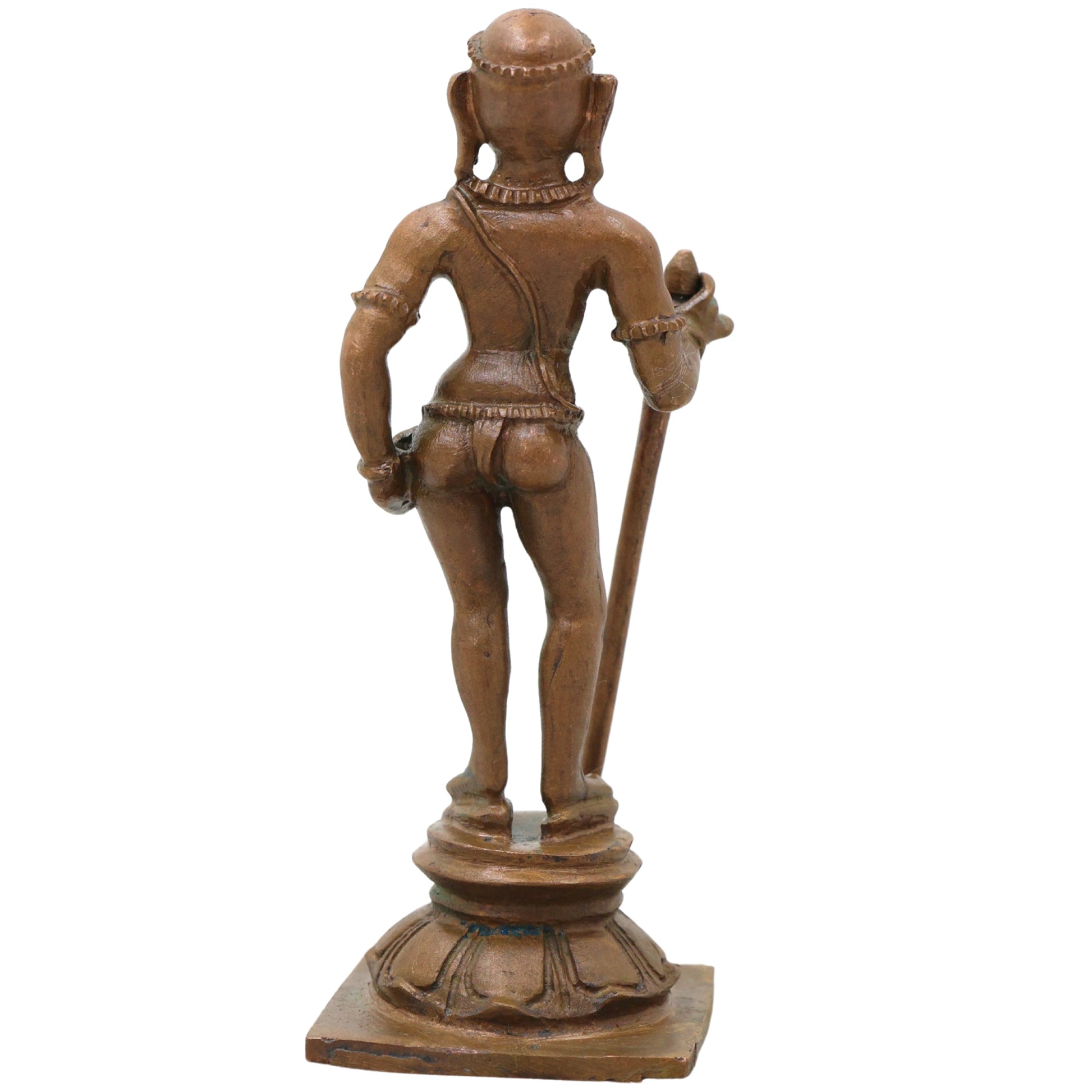 Bronze Murugan Idol Dhandayudhapani Subramanya Kartikeya Statue for Pooja Home Decor Gifting Handcrafted Chola Style, Brown, 4 Inch, 1 Piece