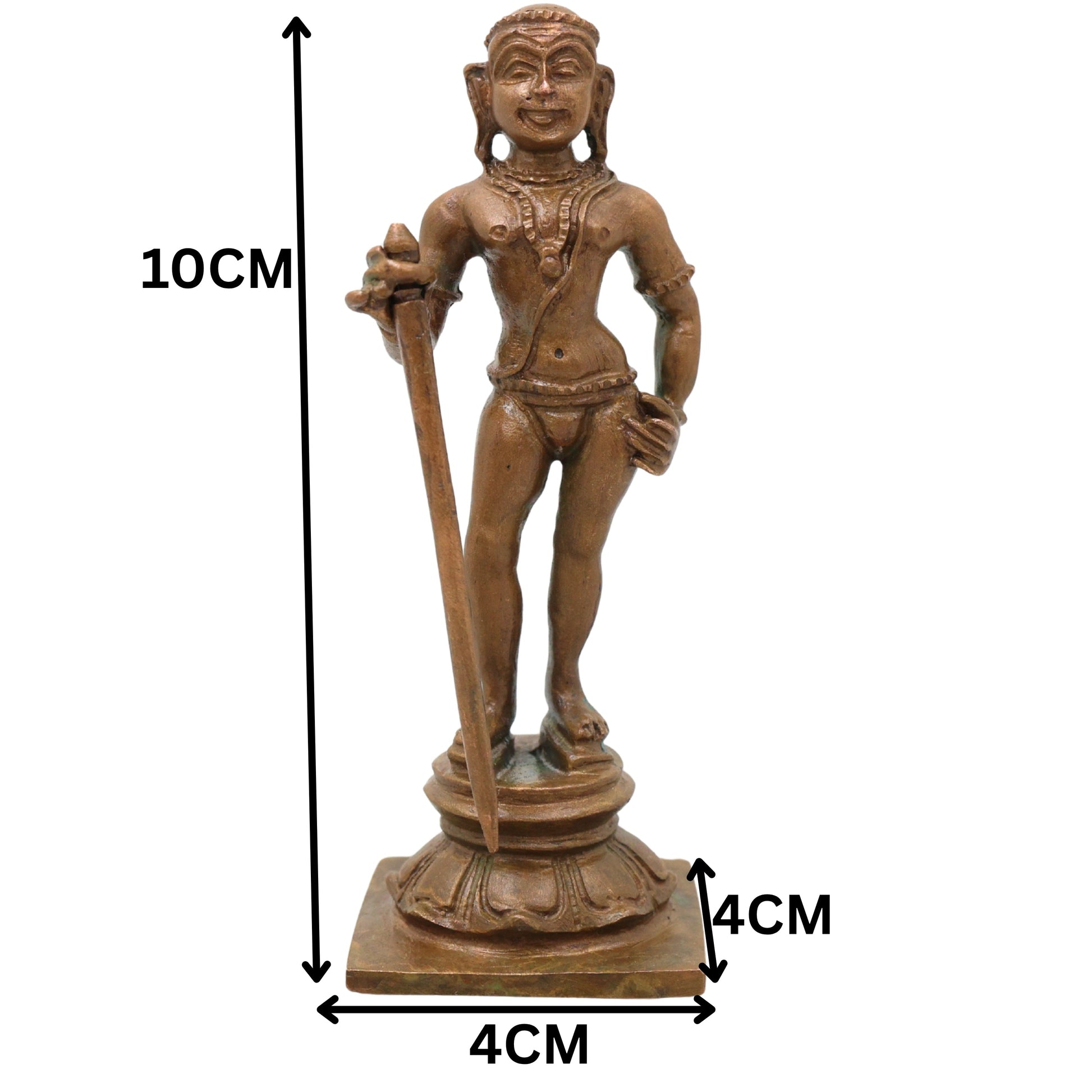 Bronze Murugan Idol Dhandayudhapani Subramanya Kartikeya Statue for Pooja Home Decor Gifting Handcrafted Chola Style, Brown, 4 Inch, 1 Piece