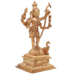 Bronze Murugan Idol, Handcrafted Lord Kartikeya Subrahmanya Skanda Statue for Pooja, Home Decor & Gifting, Gold, 9 Inch, 1 Piece