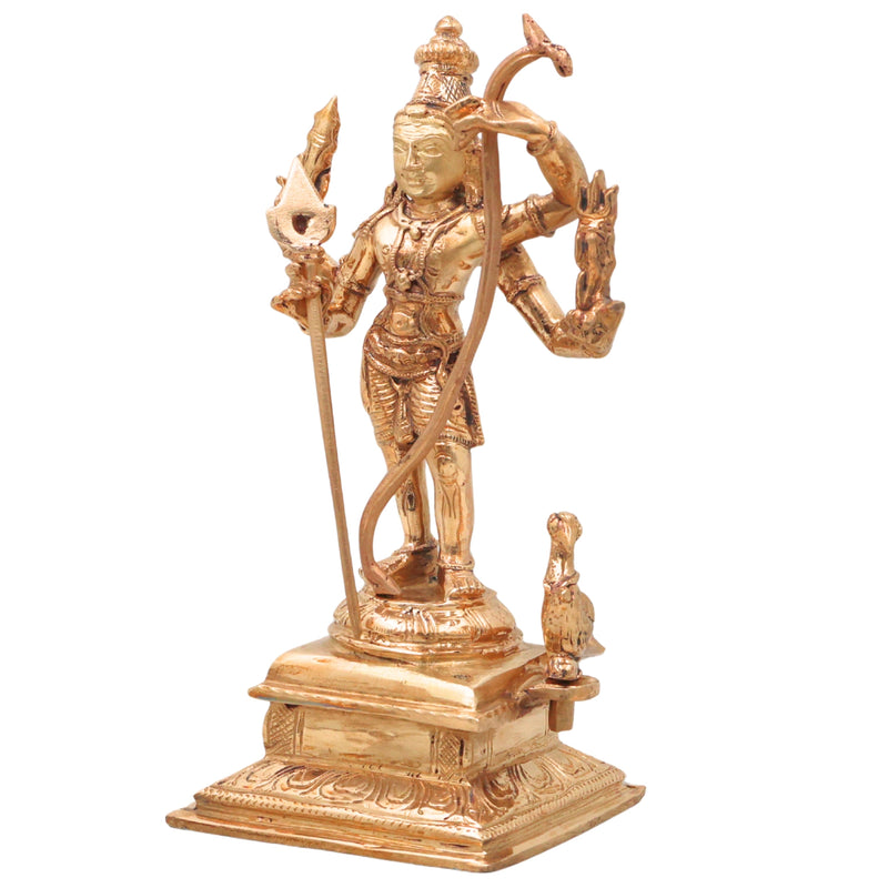Bronze Murugan Idol, Handcrafted Lord Kartikeya Subrahmanya Skanda Statue for Pooja, Home Decor & Gifting, Gold, 9 Inch, 1 Piece