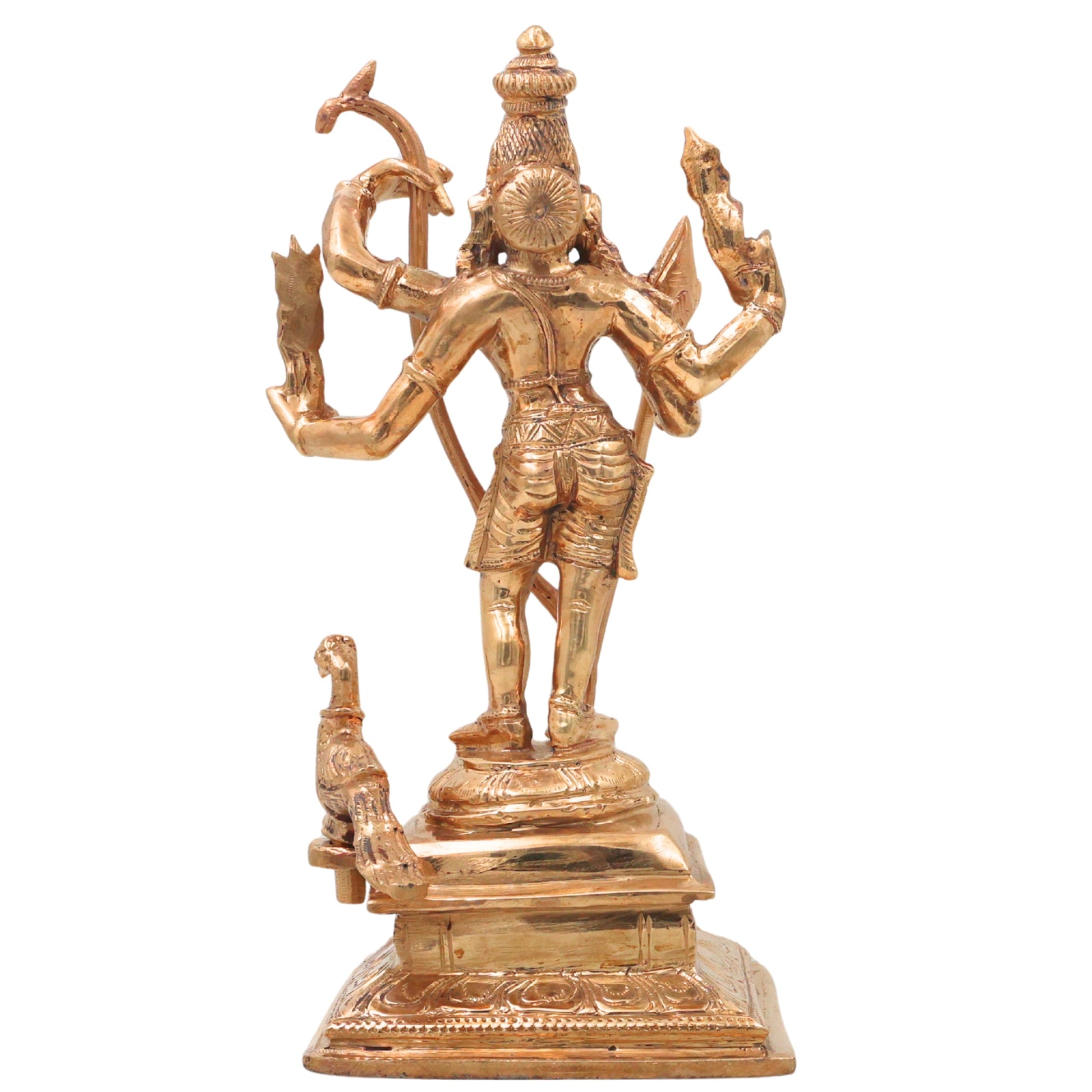 Bronze Murugan Idol, Handcrafted Lord Kartikeya Subrahmanya Skanda Statue for Pooja, Home Decor & Gifting, Gold, 9 Inch, 1 Piece