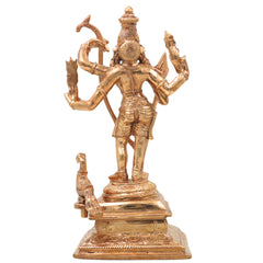 Bronze Murugan Idol, Handcrafted Lord Kartikeya Subrahmanya Skanda Statue for Pooja, Home Decor & Gifting, Gold, 9 Inch, 1 Piece