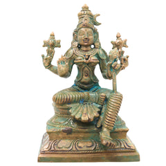 Bronze Bhuvaneshwari Devi Idol for Pooja, Kamakshi Devi Home Temple Decor, Spiritual Gifting & Vastu, Brown, 6 Inch, 1 Piece