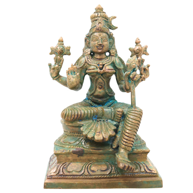 Bronze Bhuvaneshwari Devi Idol for Pooja, Kamakshi Devi Home Temple Decor, Spiritual Gifting & Vastu, Brown, 6 Inch, 1 Piece