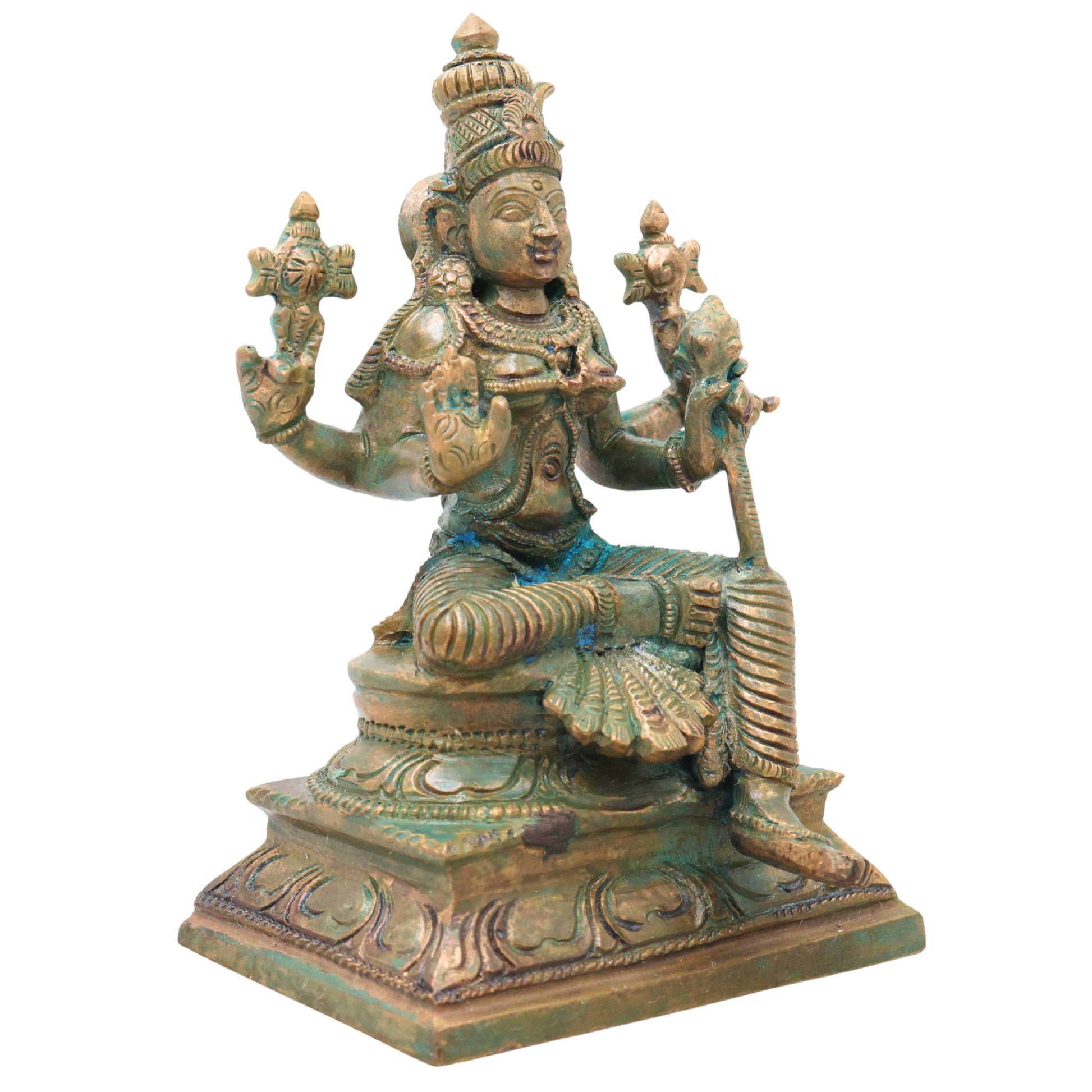 Bronze Bhuvaneshwari Devi Idol for Pooja, Kamakshi Devi Home Temple Decor, Spiritual Gifting & Vastu, Brown, 6 Inch, 1 Piece