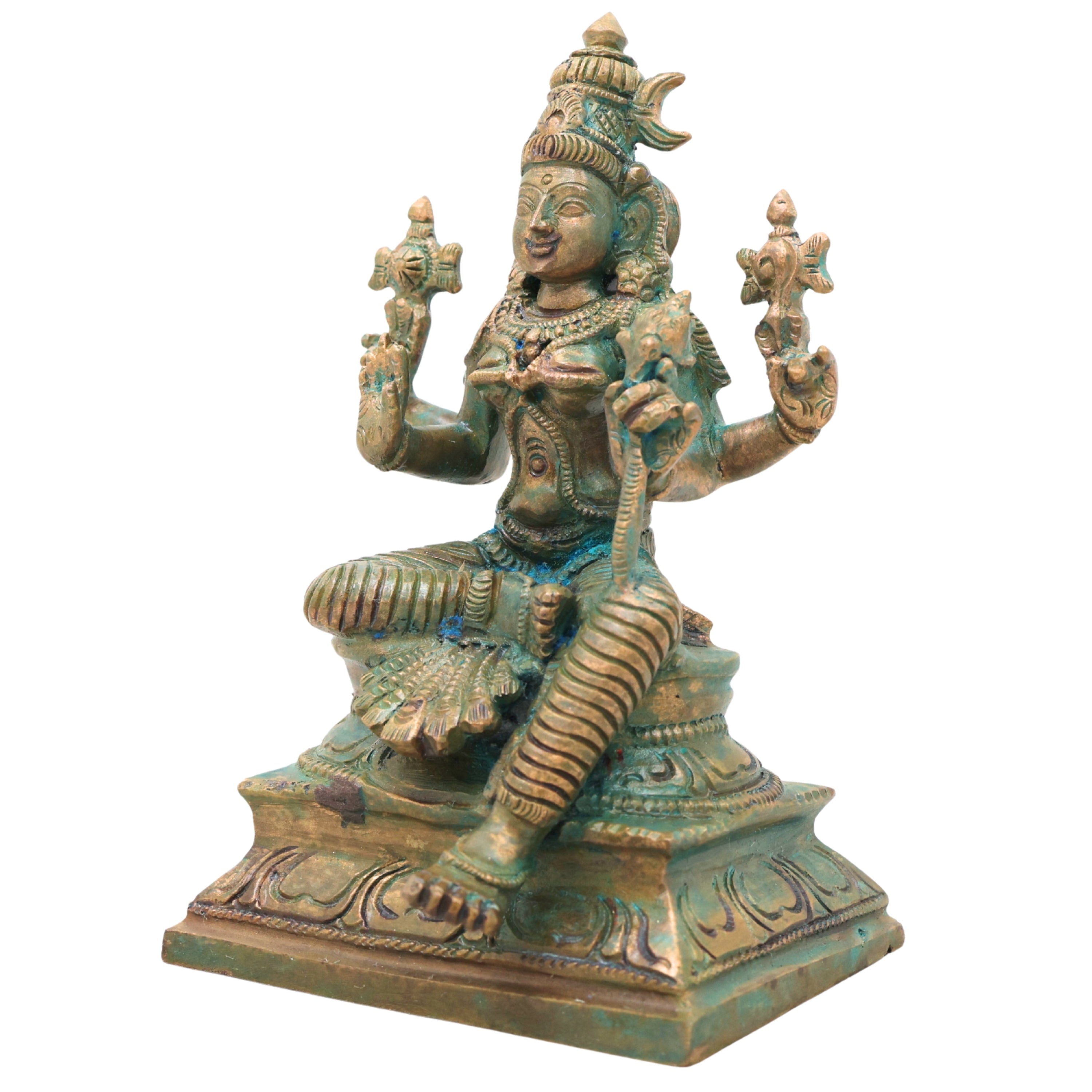 Bronze Bhuvaneshwari Devi Idol for Pooja, Kamakshi Devi Home Temple Decor, Spiritual Gifting & Vastu, Brown, 6 Inch, 1 Piece