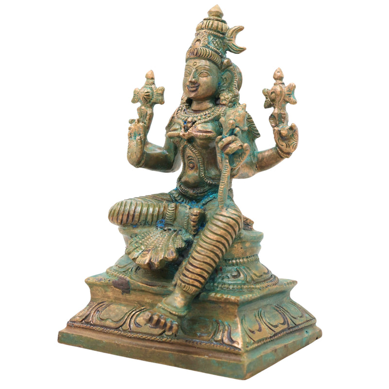 Bronze Bhuvaneshwari Devi Idol for Pooja, Kamakshi Devi Home Temple Decor, Spiritual Gifting & Vastu, Brown, 6 Inch, 1 Piece