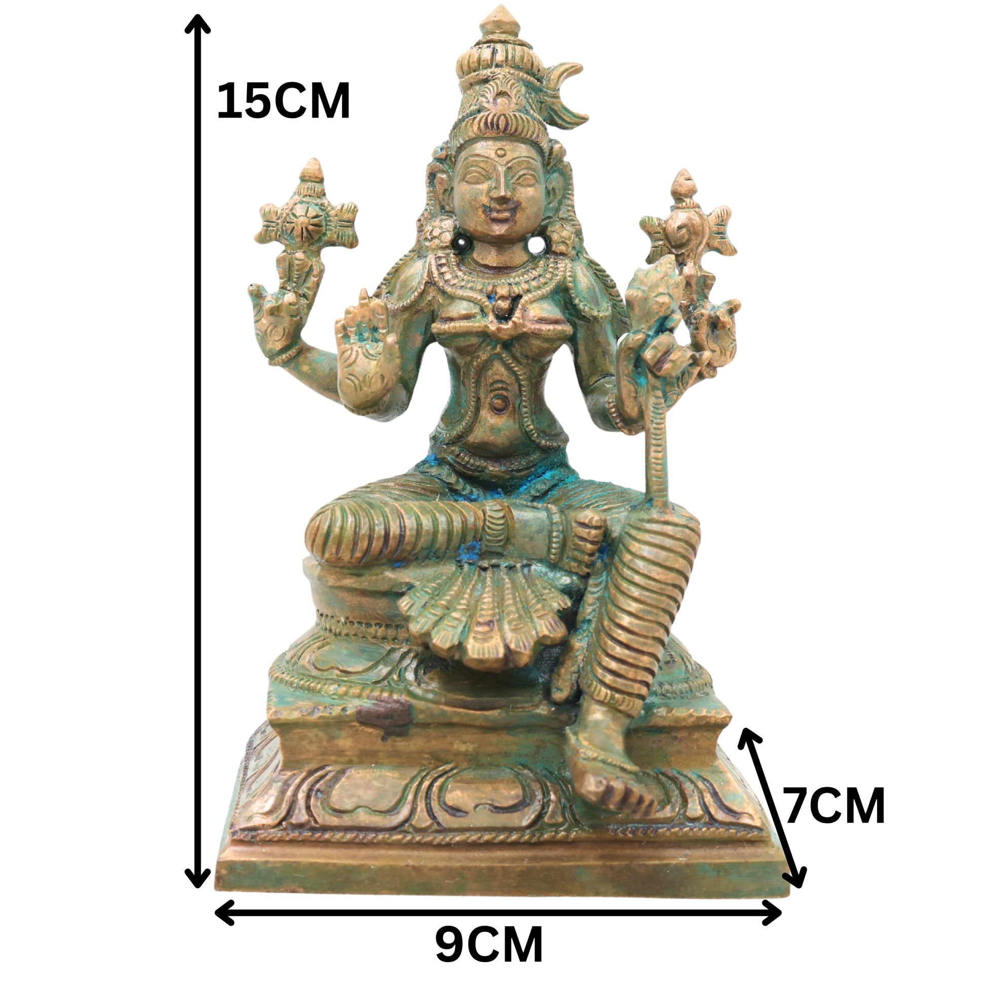 Bronze Bhuvaneshwari Devi Idol for Pooja, Kamakshi Devi Home Temple Decor, Spiritual Gifting & Vastu, Brown, 6 Inch, 1 Piece