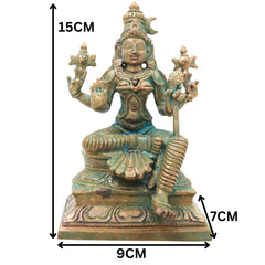 Bronze Bhuvaneshwari Devi Idol for Pooja, Kamakshi Devi Home Temple Decor, Spiritual Gifting & Vastu, Brown, 6 Inch, 1 Piece