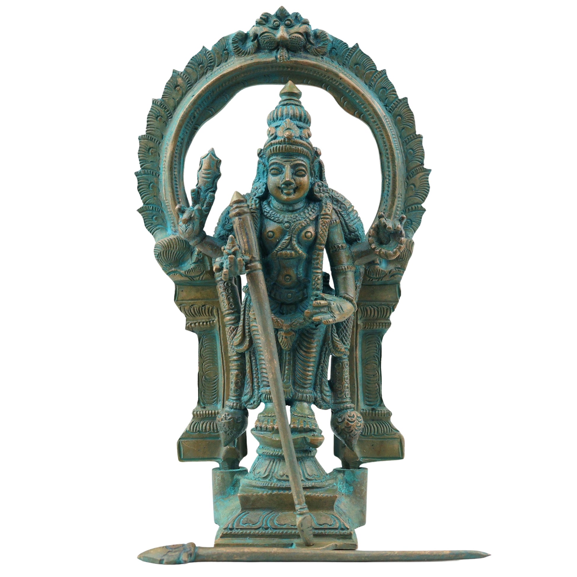 Bronze Thiruchendur Arulmigu Subramaniya Swamy Silai Murugan Skanda Idol, Handcrafted Chola Style Statue for Pooja, Home Decor & Gifting, Brown, 8 Inch, 1 Piece