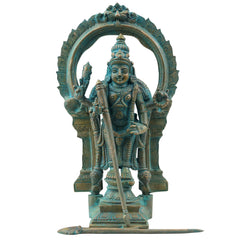 Bronze Thiruchendur Arulmigu Subramaniya Swamy Silai Murugan Skanda Idol, Handcrafted Chola Style Statue for Pooja, Home Decor & Gifting, Brown, 8 Inch, 1 Piece
