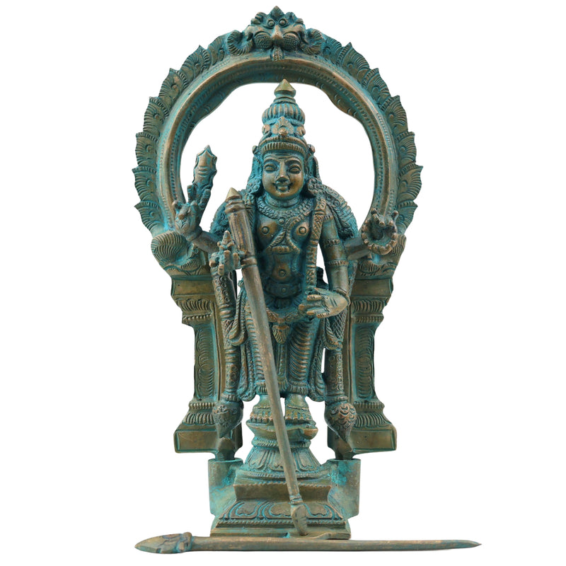 Bronze Thiruchendur Arulmigu Subramaniya Swamy Silai Murugan Skanda Idol, Handcrafted Chola Style Statue for Pooja, Home Decor & Gifting, Brown, 8 Inch, 1 Piece