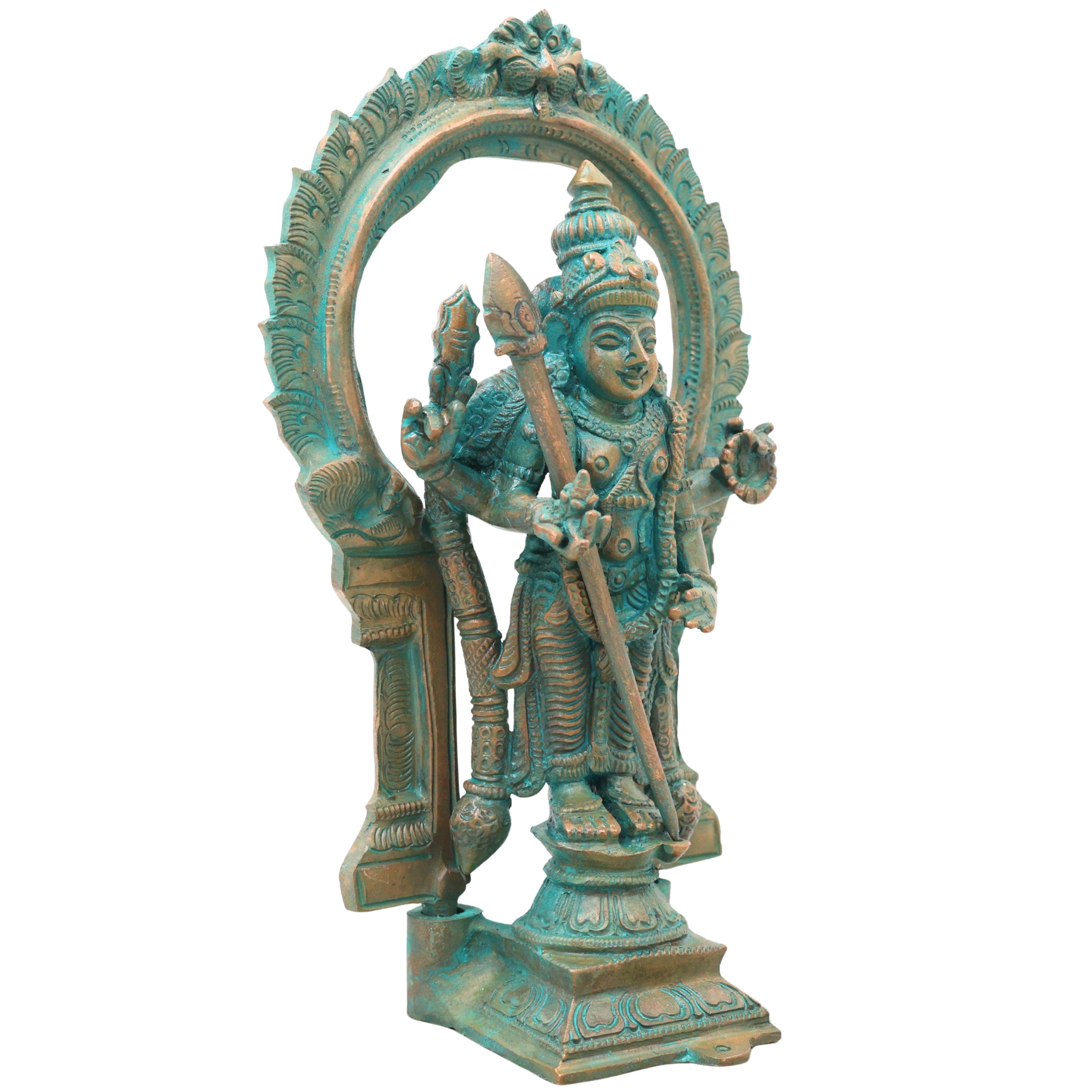 Bronze Thiruchendur Arulmigu Subramaniya Swamy Silai Murugan Skanda Idol, Handcrafted Chola Style Statue for Pooja, Home Decor & Gifting, Brown, 8 Inch, 1 Piece