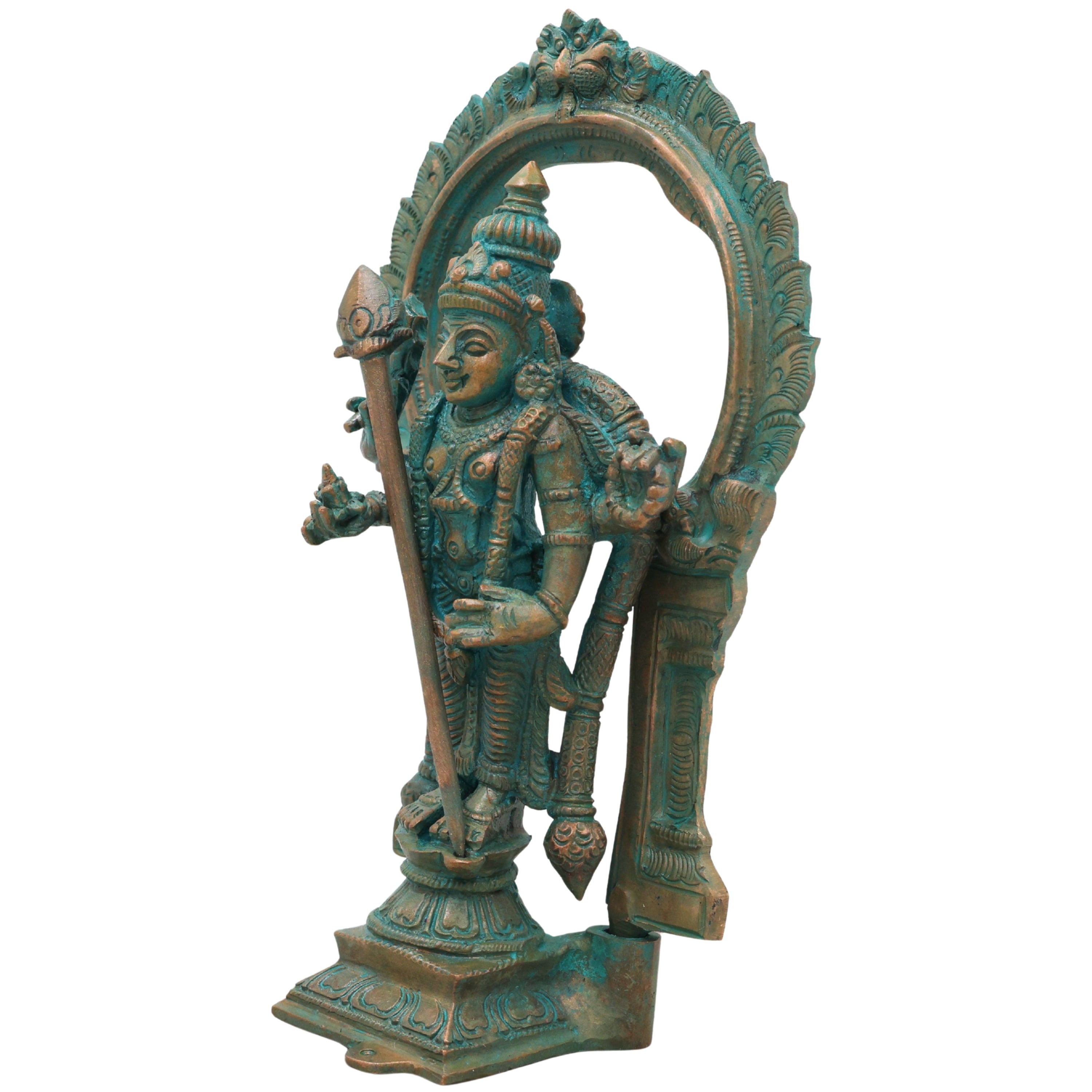 Bronze Thiruchendur Arulmigu Subramaniya Swamy Silai Murugan Skanda Idol, Handcrafted Chola Style Statue for Pooja, Home Decor & Gifting, Brown, 8 Inch, 1 Piece