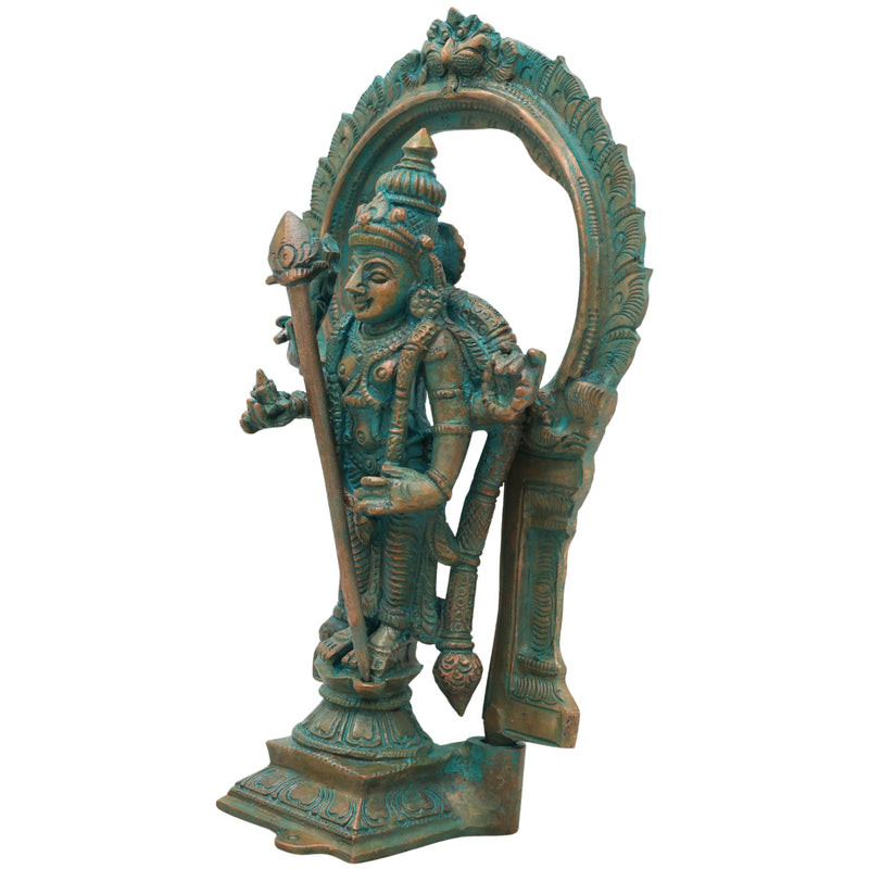 Bronze Thiruchendur Arulmigu Subramaniya Swamy Silai Murugan Skanda Idol, Handcrafted Chola Style Statue for Pooja, Home Decor & Gifting, Brown, 8 Inch, 1 Piece