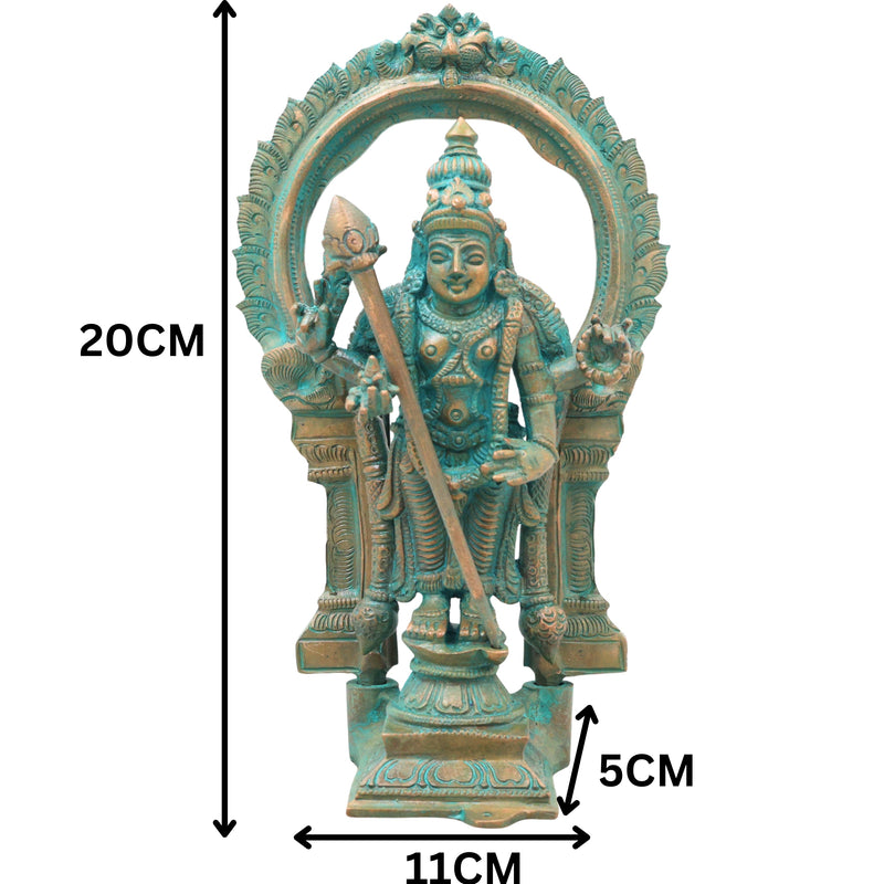 Bronze Thiruchendur Arulmigu Subramaniya Swamy Silai Murugan Skanda Idol, Handcrafted Chola Style Statue for Pooja, Home Decor & Gifting, Brown, 8 Inch, 1 Piece
