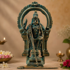 Bronze Thiruchendur Arulmigu Subramaniya Swamy Silai Murugan Skanda Idol, Handcrafted Chola Style Statue for Pooja, Home Decor & Gifting, Brown, 8 Inch, 1 Piece