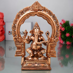Bronze Ganesha Ganapati Vinayaka Idol, Handcrafted Traditional Chola Murti for Pooja, Home Decor & Gifting, Gold, 8.5 Inch, 1 Piece