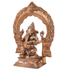 Bronze Ganesha Ganapati Vinayaka Idol, Handcrafted Traditional Chola Murti for Pooja, Home Decor & Gifting, Gold, 8.5 Inch, 1 Piece
