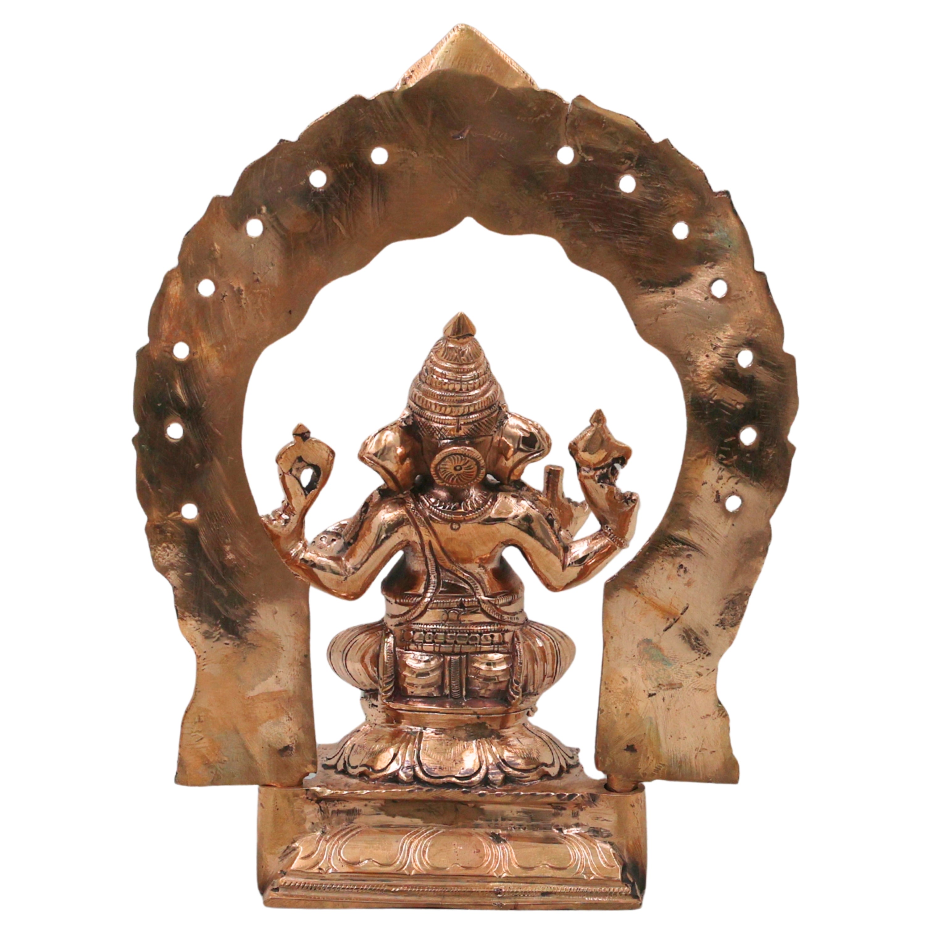 Bronze Ganesha Ganapati Vinayaka Idol, Handcrafted Traditional Chola Murti for Pooja, Home Decor & Gifting, Gold, 8.5 Inch, 1 Piece