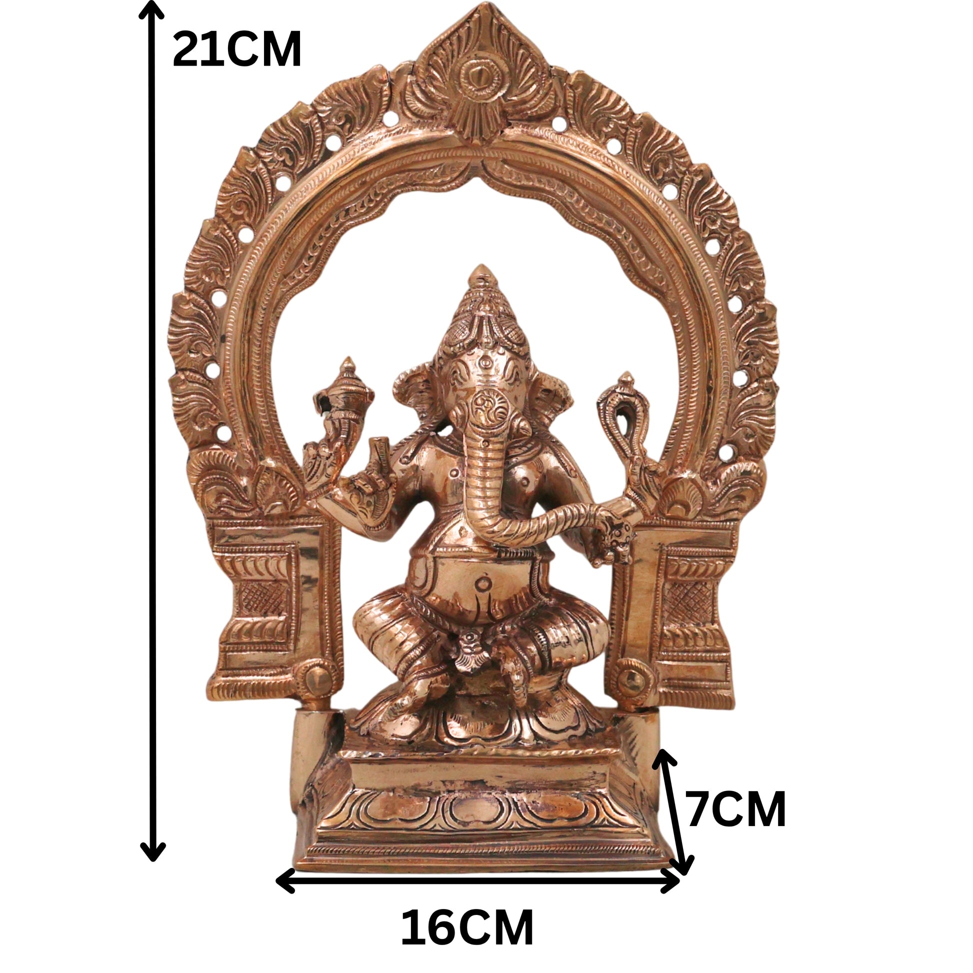 Bronze Ganesha Ganapati Vinayaka Idol, Handcrafted Traditional Chola Murti for Pooja, Home Decor & Gifting, Gold, 8.5 Inch, 1 Piece