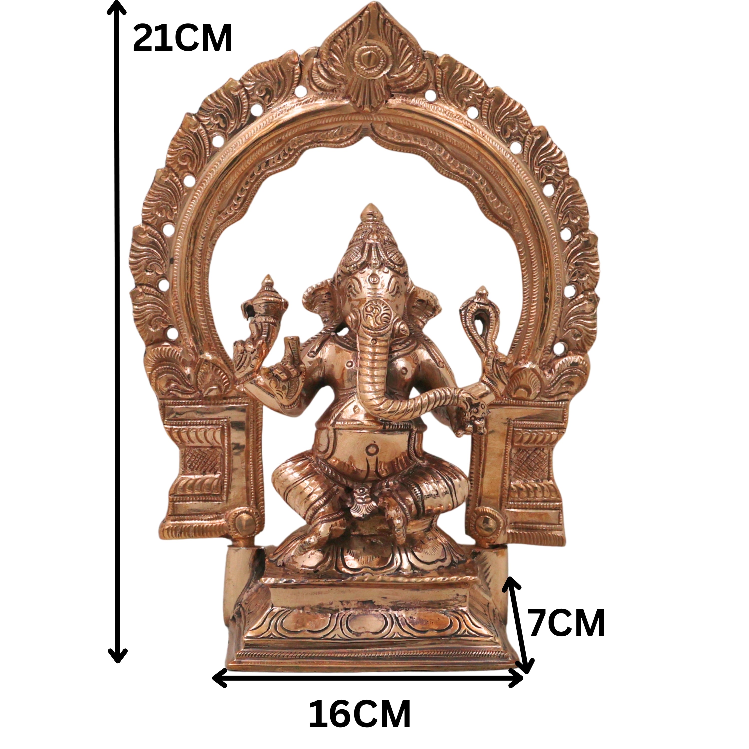 Bronze Ganesha Ganapati Vinayaka Idol, Handcrafted Traditional Chola Murti for Pooja, Home Decor & Gifting, Gold, 8.5 Inch, 1 Piece