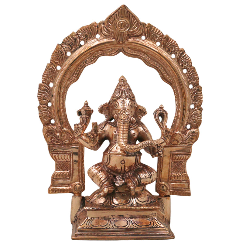 Bronze Ganesha Ganapati Vinayaka Idol, Handcrafted Traditional Chola Murti for Pooja, Home Decor & Gifting, Gold, 8.5 Inch, 1 Piece