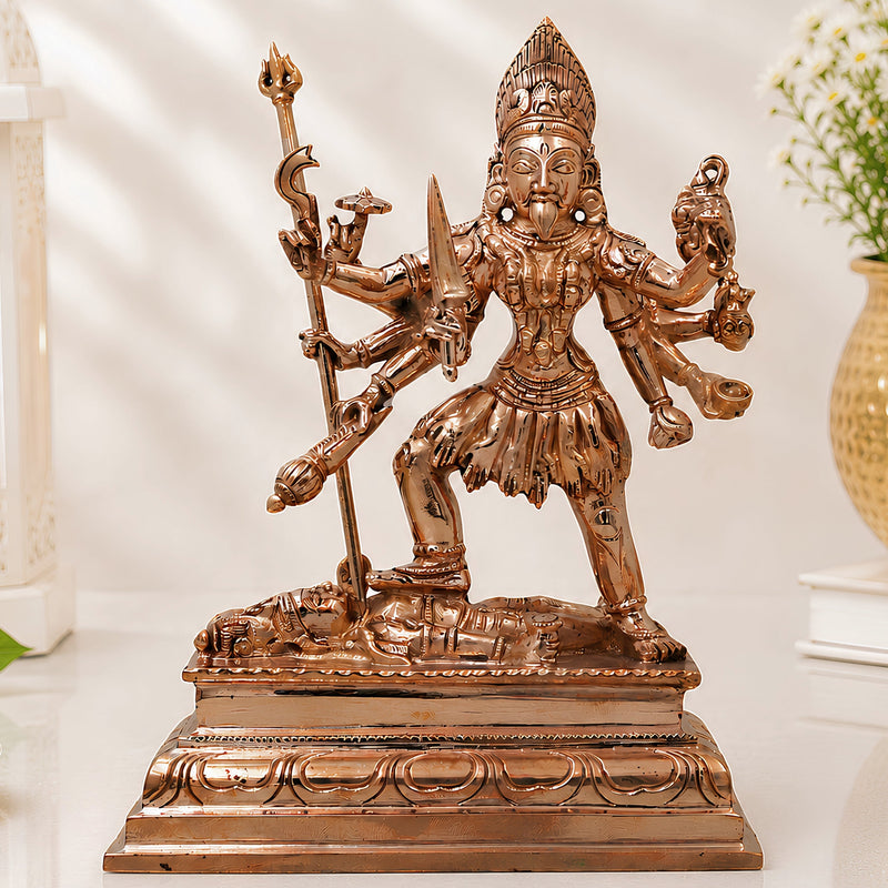 Bronze Mahakali Idol, Adi Shakti Kali Mata Murti, Handcrafted Chola Style Statue for Pooja, Temple, Home Decor & Gifting, Gold, 8 Inch, 1 Piece